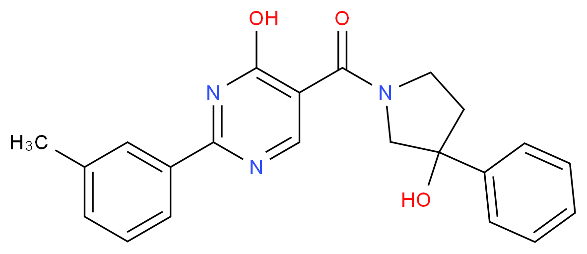 5-[(3-hydroxy-3-phenylpyrrolidin-1-yl)carbonyl]-2-(3-methylphenyl)pyrimidin-4-ol_Molecular_structure_CAS_)
