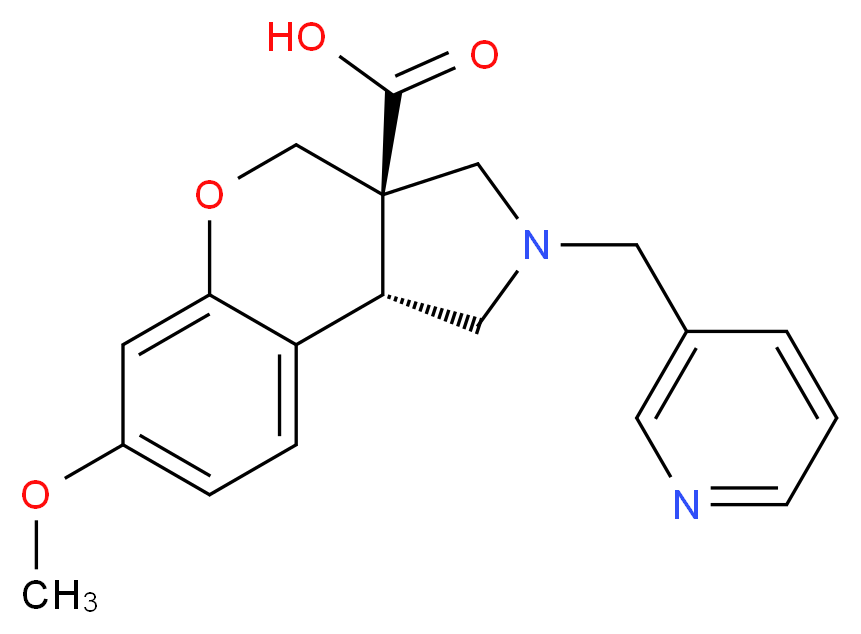 (3aR*,9bR*)-7-methoxy-2-(pyridin-3-ylmethyl)-1,2,3,9b-tetrahydrochromeno[3,4-c]pyrrole-3a(4H)-carboxylic acid_Molecular_structure_CAS_)