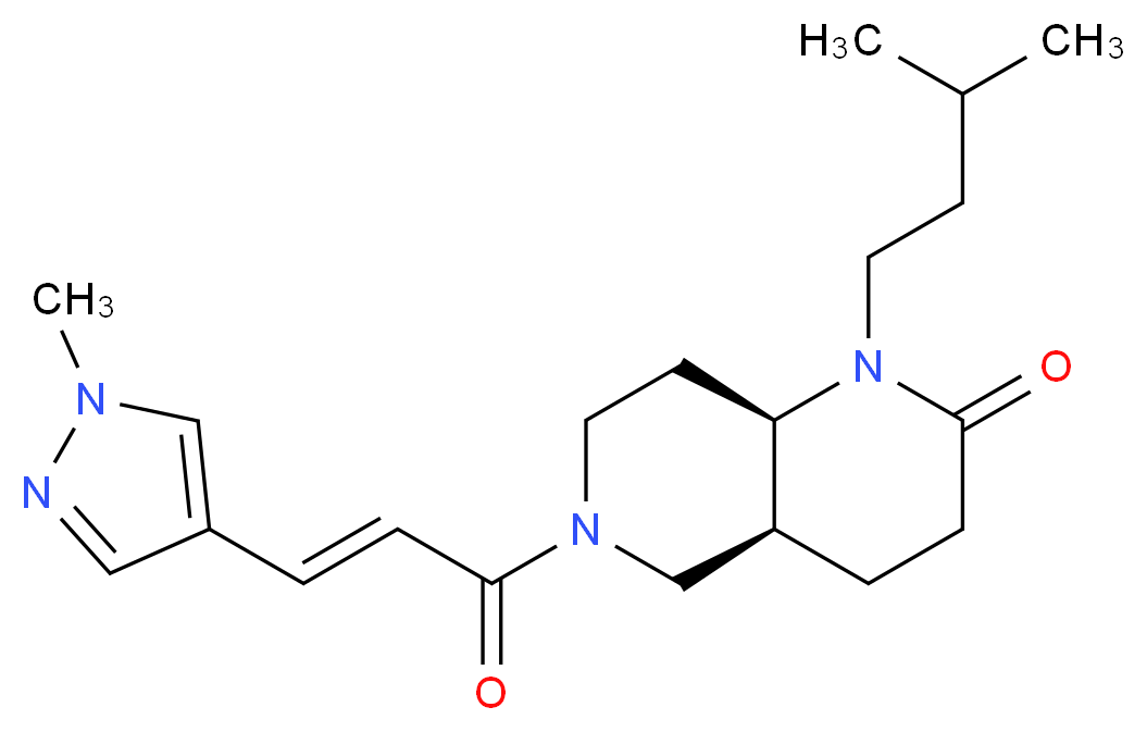 (4aS*,8aR*)-1-(3-methylbutyl)-6-[(2E)-3-(1-methyl-1H-pyrazol-4-yl)-2-propenoyl]octahydro-1,6-naphthyridin-2(1H)-one_Molecular_structure_CAS_)