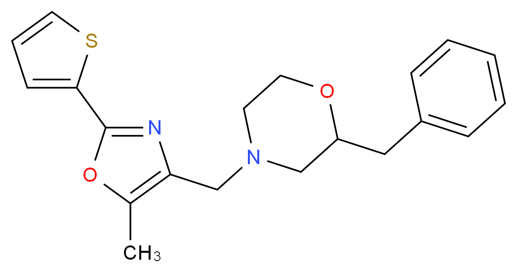 2-benzyl-4-{[5-methyl-2-(2-thienyl)-1,3-oxazol-4-yl]methyl}morpholine_Molecular_structure_CAS_)