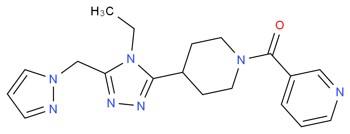 3-({4-[4-ethyl-5-(1H-pyrazol-1-ylmethyl)-4H-1,2,4-triazol-3-yl]piperidin-1-yl}carbonyl)pyridine_Molecular_structure_CAS_)