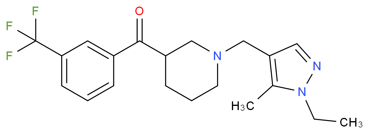 {1-[(1-ethyl-5-methyl-1H-pyrazol-4-yl)methyl]-3-piperidinyl}[3-(trifluoromethyl)phenyl]methanone_Molecular_structure_CAS_)