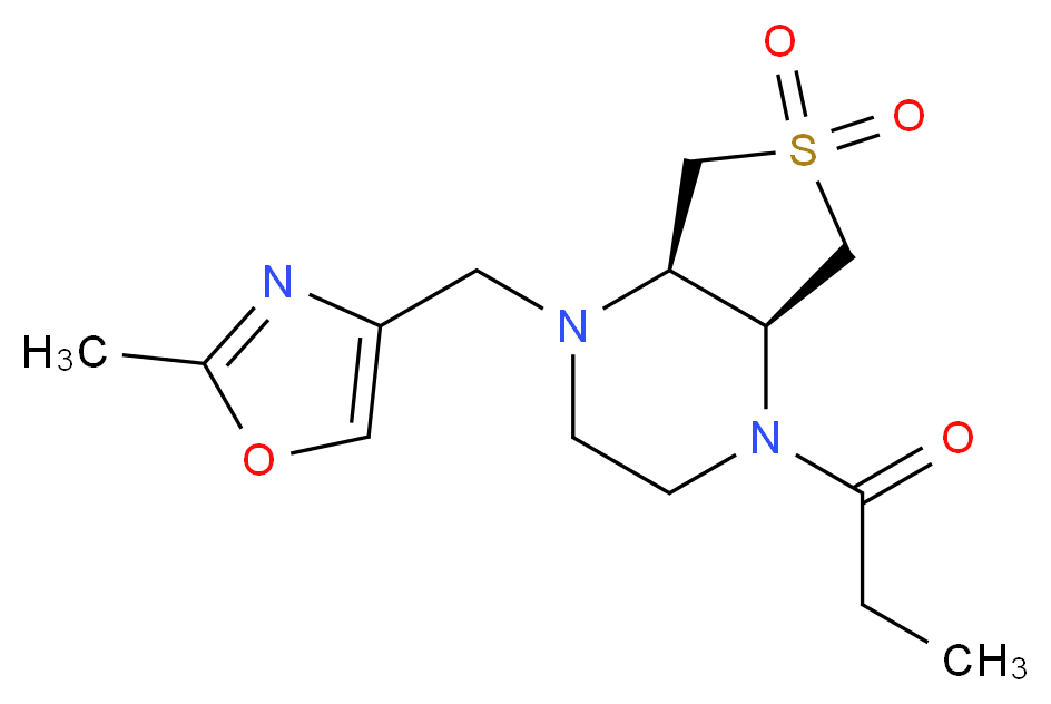 (4aS*,7aR*)-1-[(2-methyl-1,3-oxazol-4-yl)methyl]-4-propionyloctahydrothieno[3,4-b]pyrazine 6,6-dioxide_Molecular_structure_CAS_)