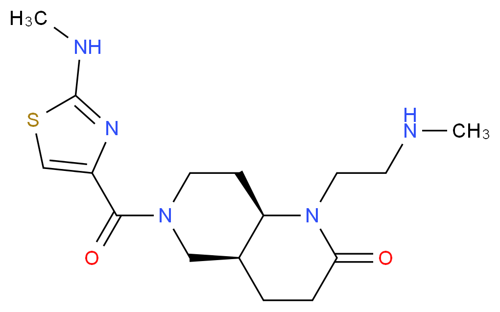 (4aS*,8aR*)-1-[2-(methylamino)ethyl]-6-{[2-(methylamino)-1,3-thiazol-4-yl]carbonyl}octahydro-1,6-naphthyridin-2(1H)-one_Molecular_structure_CAS_)