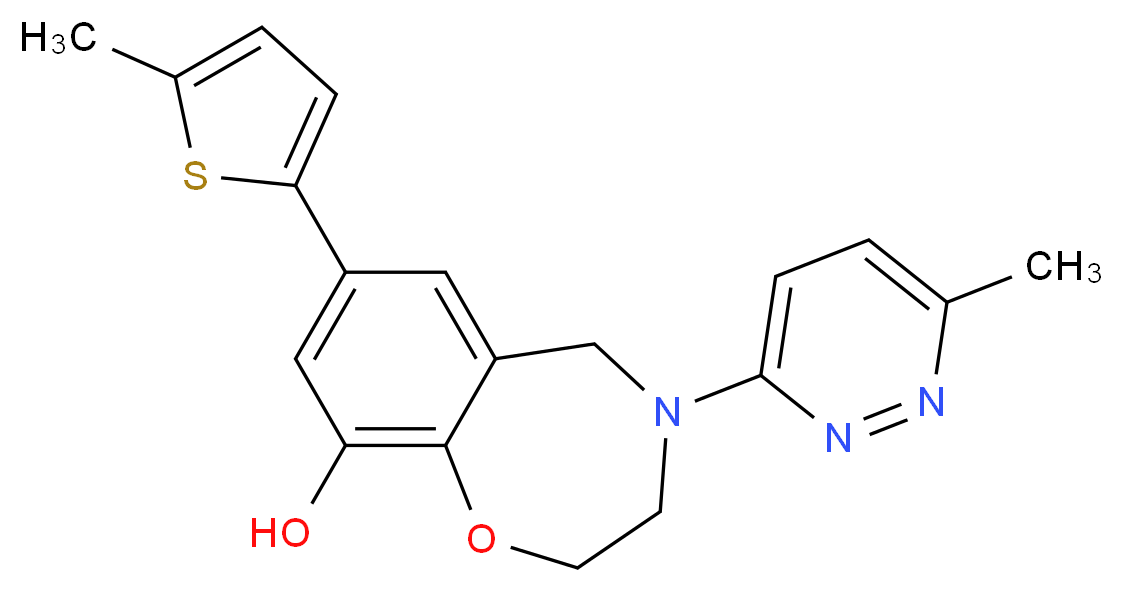 4-(6-methylpyridazin-3-yl)-7-(5-methyl-2-thienyl)-2,3,4,5-tetrahydro-1,4-benzoxazepin-9-ol_Molecular_structure_CAS_)