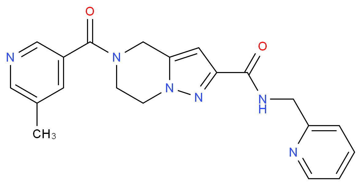 5-[(5-methylpyridin-3-yl)carbonyl]-N-(pyridin-2-ylmethyl)-4,5,6,7-tetrahydropyrazolo[1,5-a]pyrazine-2-carboxamide_Molecular_structure_CAS_)