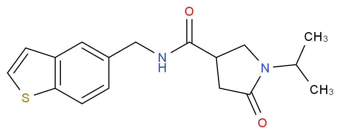 N-(1-benzothien-5-ylmethyl)-1-isopropyl-5-oxo-3-pyrrolidinecarboxamide_Molecular_structure_CAS_)