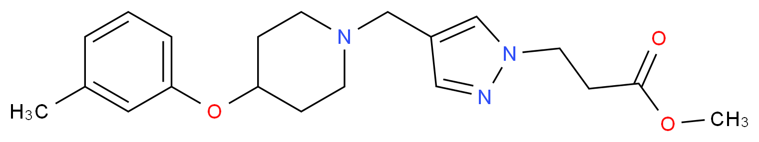 methyl 3-(4-{[4-(3-methylphenoxy)-1-piperidinyl]methyl}-1H-pyrazol-1-yl)propanoate_Molecular_structure_CAS_)