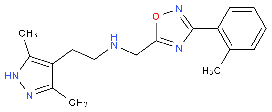 2-(3,5-dimethyl-1H-pyrazol-4-yl)-N-{[3-(2-methylphenyl)-1,2,4-oxadiazol-5-yl]methyl}ethanamine_Molecular_structure_CAS_)