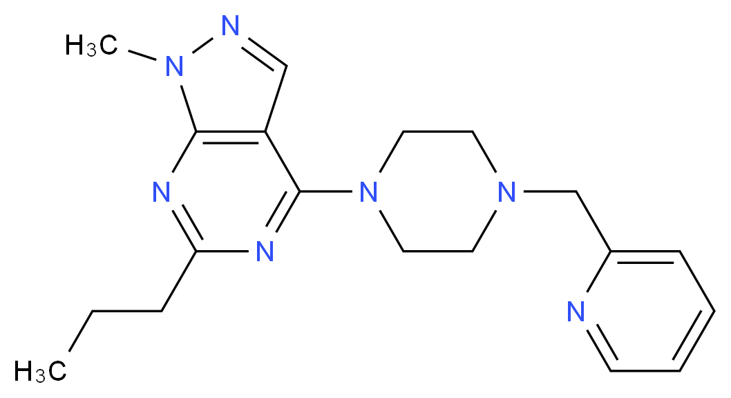 1-methyl-6-propyl-4-[4-(pyridin-2-ylmethyl)piperazin-1-yl]-1H-pyrazolo[3,4-d]pyrimidine_Molecular_structure_CAS_)