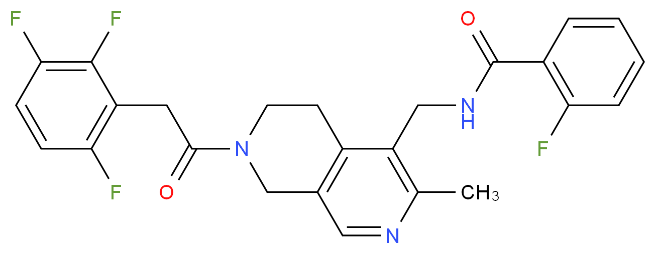 2-fluoro-N-({3-methyl-7-[(2,3,6-trifluorophenyl)acetyl]-5,6,7,8-tetrahydro-2,7-naphthyridin-4-yl}methyl)benzamide_Molecular_structure_CAS_)