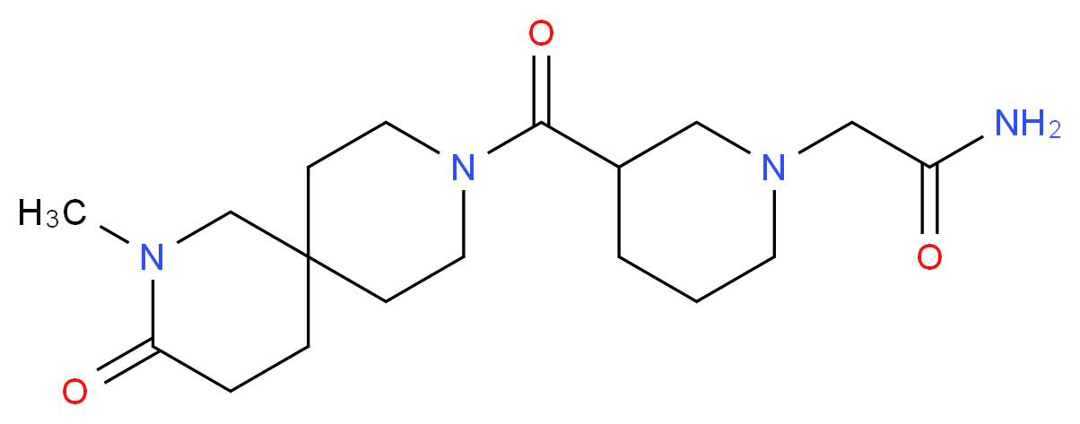 2-{3-[(2-methyl-3-oxo-2,9-diazaspiro[5.5]undec-9-yl)carbonyl]-1-piperidinyl}acetamide_Molecular_structure_CAS_)