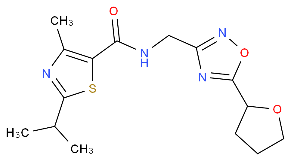 2-isopropyl-4-methyl-N-{[5-(tetrahydro-2-furanyl)-1,2,4-oxadiazol-3-yl]methyl}-1,3-thiazole-5-carboxamide_Molecular_structure_CAS_)