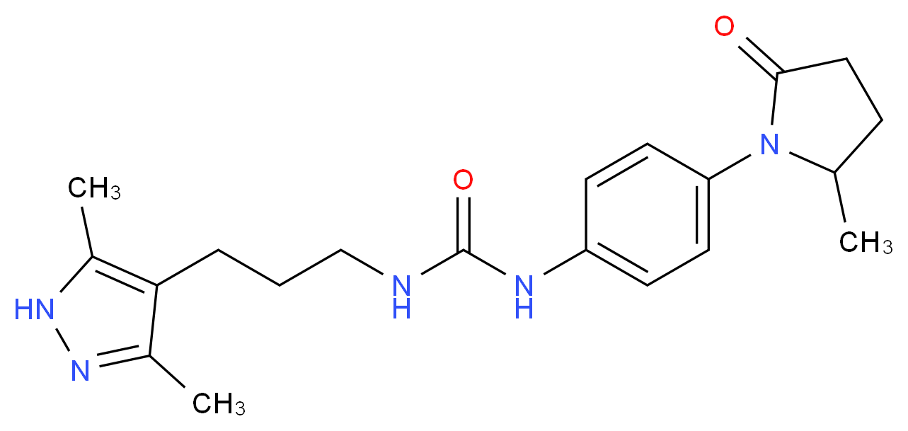 N-[3-(3,5-dimethyl-1H-pyrazol-4-yl)propyl]-N'-[4-(2-methyl-5-oxopyrrolidin-1-yl)phenyl]urea_Molecular_structure_CAS_)