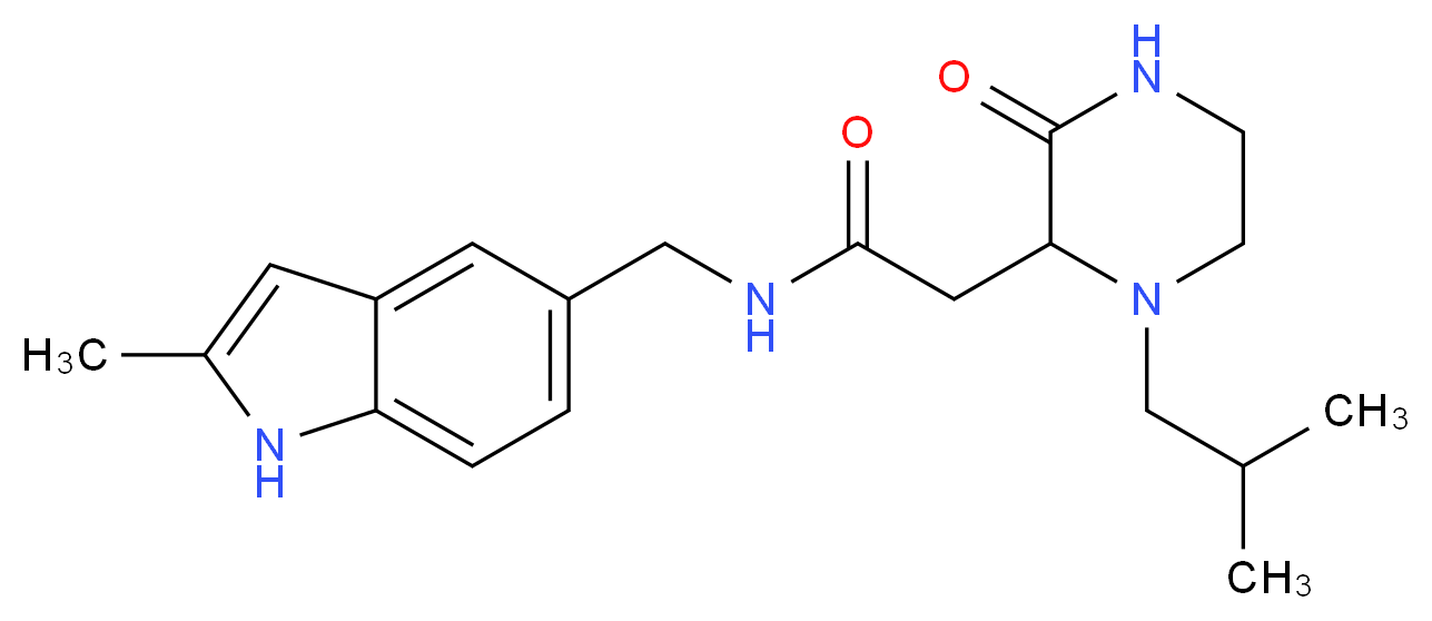 2-(1-isobutyl-3-oxo-2-piperazinyl)-N-[(2-methyl-1H-indol-5-yl)methyl]acetamide_Molecular_structure_CAS_)