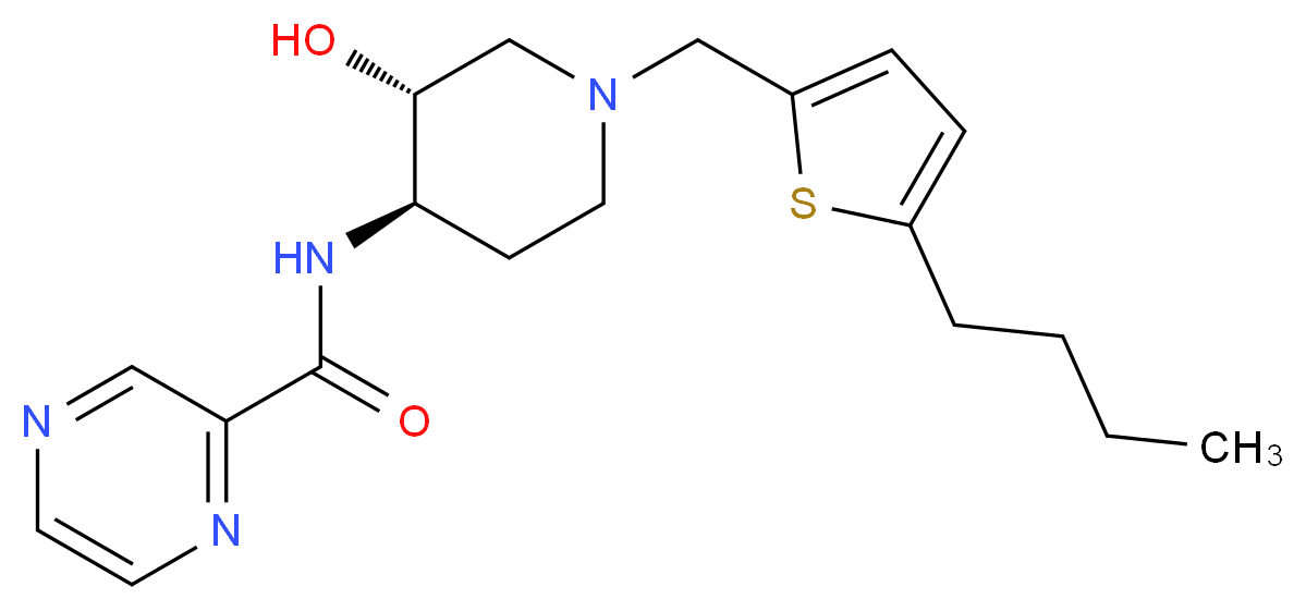 N-{(3R*,4R*)-1-[(5-butyl-2-thienyl)methyl]-3-hydroxypiperidin-4-yl}pyrazine-2-carboxamide_Molecular_structure_CAS_)