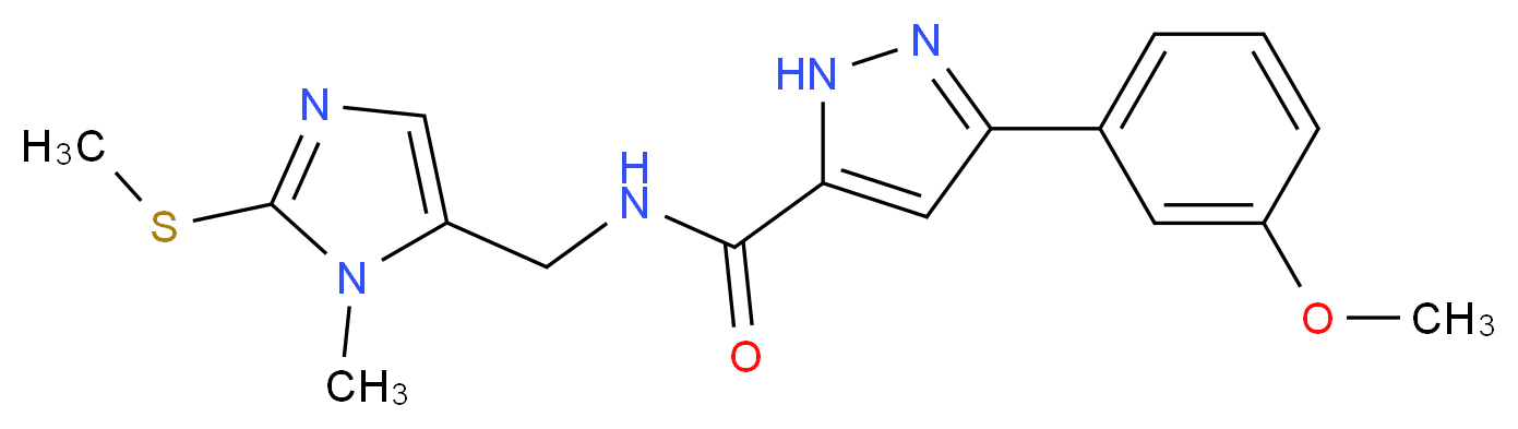 3-(3-methoxyphenyl)-N-{[1-methyl-2-(methylthio)-1H-imidazol-5-yl]methyl}-1H-pyrazole-5-carboxamide_Molecular_structure_CAS_)
