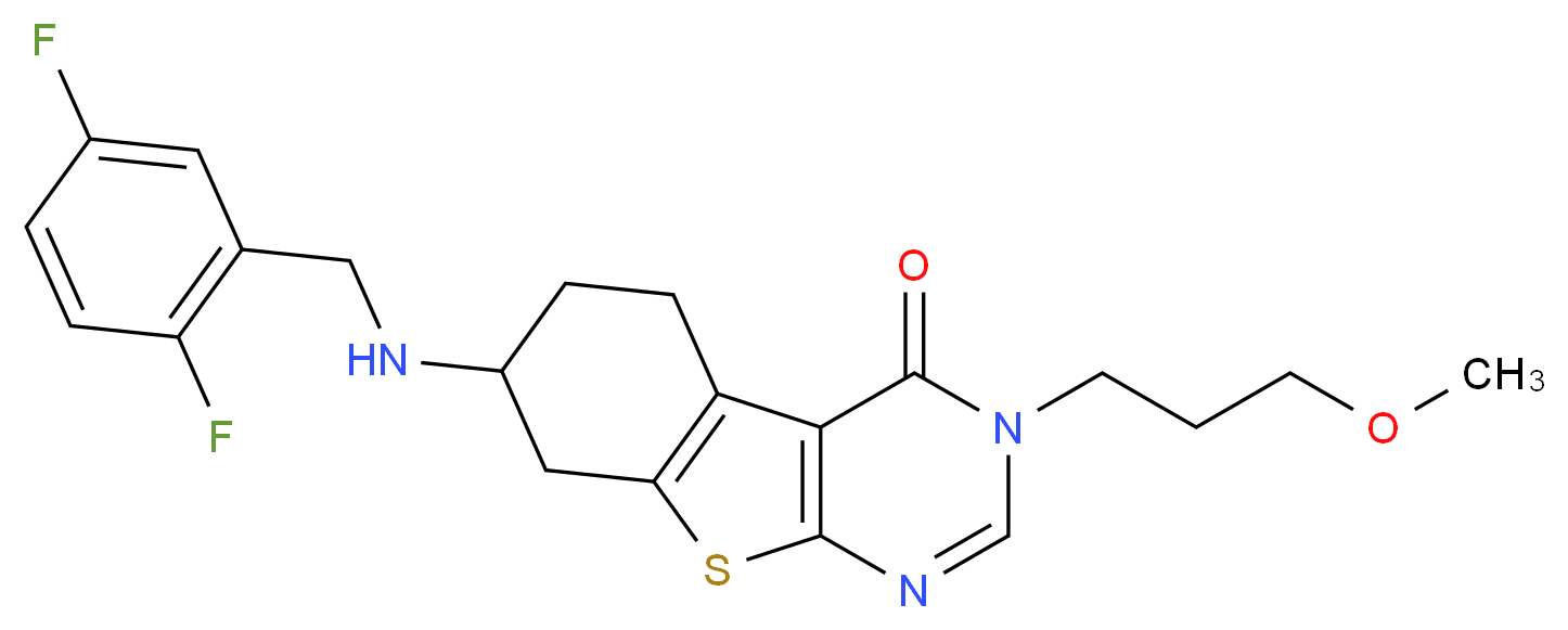 7-[(2,5-difluorobenzyl)amino]-3-(3-methoxypropyl)-5,6,7,8-tetrahydro[1]benzothieno[2,3-d]pyrimidin-4(3H)-one_Molecular_structure_CAS_)