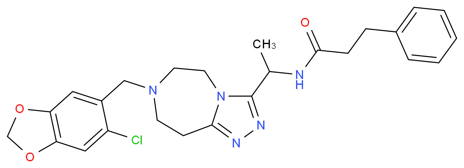 N-(1-{7-[(6-chloro-1,3-benzodioxol-5-yl)methyl]-6,7,8,9-tetrahydro-5H-[1,2,4]triazolo[4,3-d][1,4]diazepin-3-yl}ethyl)-3-phenylpropanamide_Molecular_structure_CAS_)