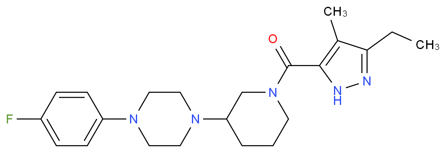 1-{1-[(3-ethyl-4-methyl-1H-pyrazol-5-yl)carbonyl]-3-piperidinyl}-4-(4-fluorophenyl)piperazine_Molecular_structure_CAS_)