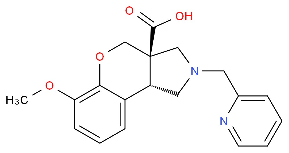 (3aR*,9bR*)-6-methoxy-2-(pyridin-2-ylmethyl)-1,2,3,9b-tetrahydrochromeno[3,4-c]pyrrole-3a(4H)-carboxylic acid_Molecular_structure_CAS_)