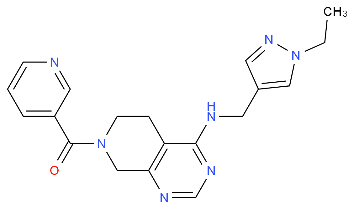 N-[(1-ethyl-1H-pyrazol-4-yl)methyl]-7-(pyridin-3-ylcarbonyl)-5,6,7,8-tetrahydropyrido[3,4-d]pyrimidin-4-amine_Molecular_structure_CAS_)