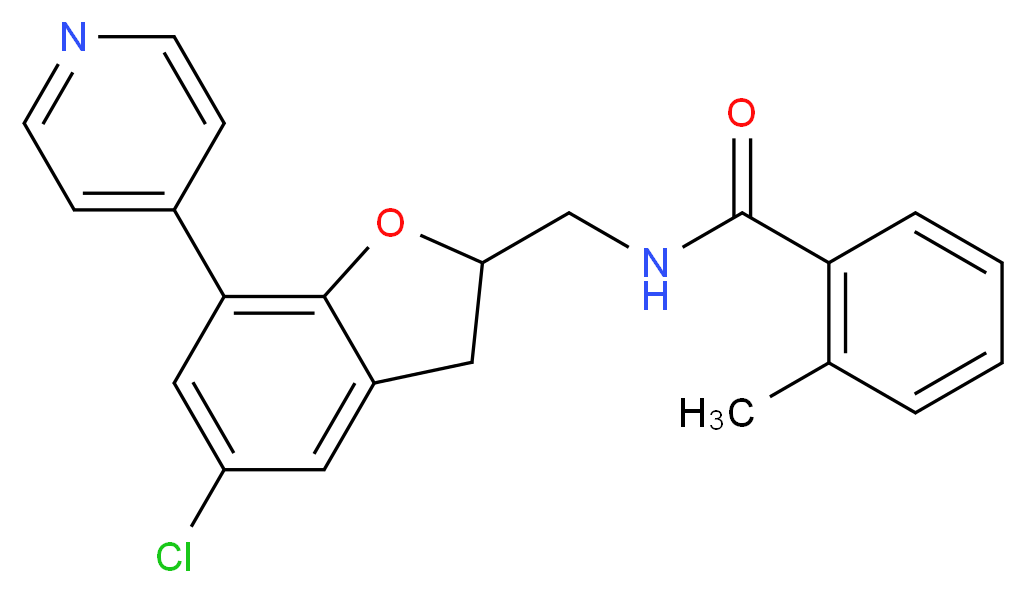 N-{[5-chloro-7-(4-pyridinyl)-2,3-dihydro-1-benzofuran-2-yl]methyl}-2-methylbenzamide_Molecular_structure_CAS_)