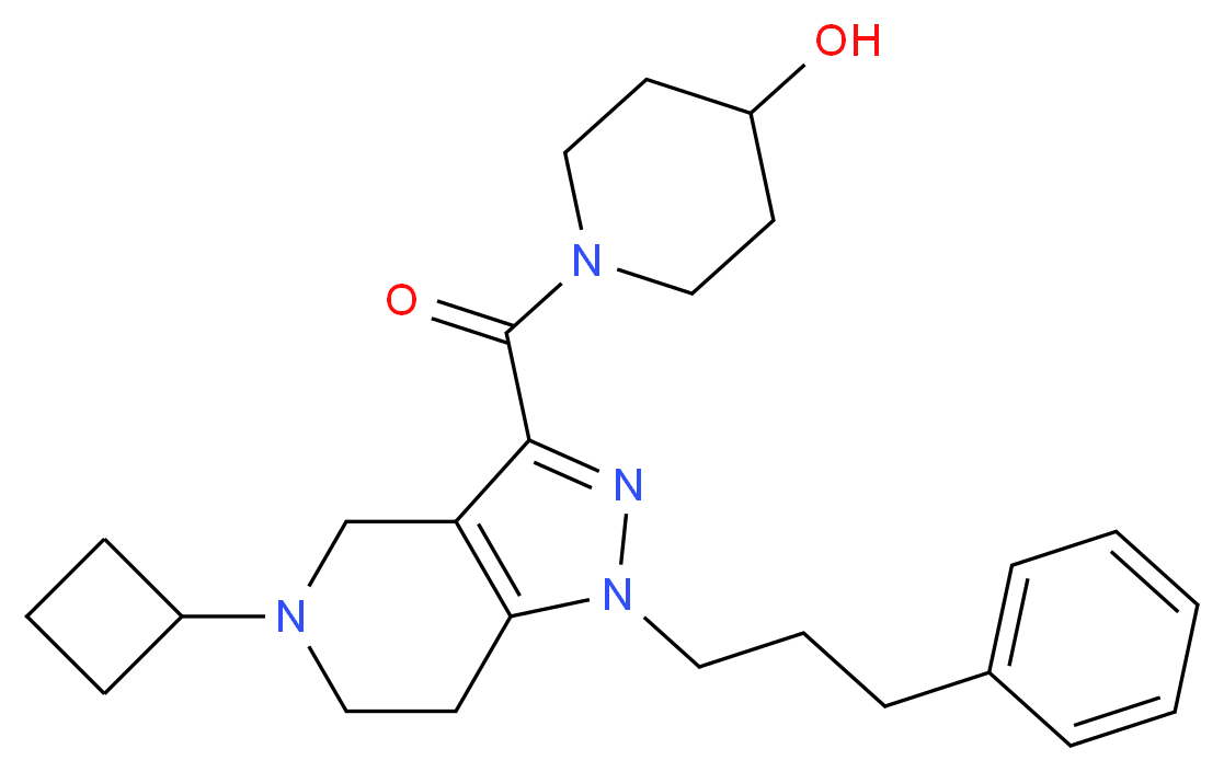1-{[5-cyclobutyl-1-(3-phenylpropyl)-4,5,6,7-tetrahydro-1H-pyrazolo[4,3-c]pyridin-3-yl]carbonyl}-4-piperidinol_Molecular_structure_CAS_)
