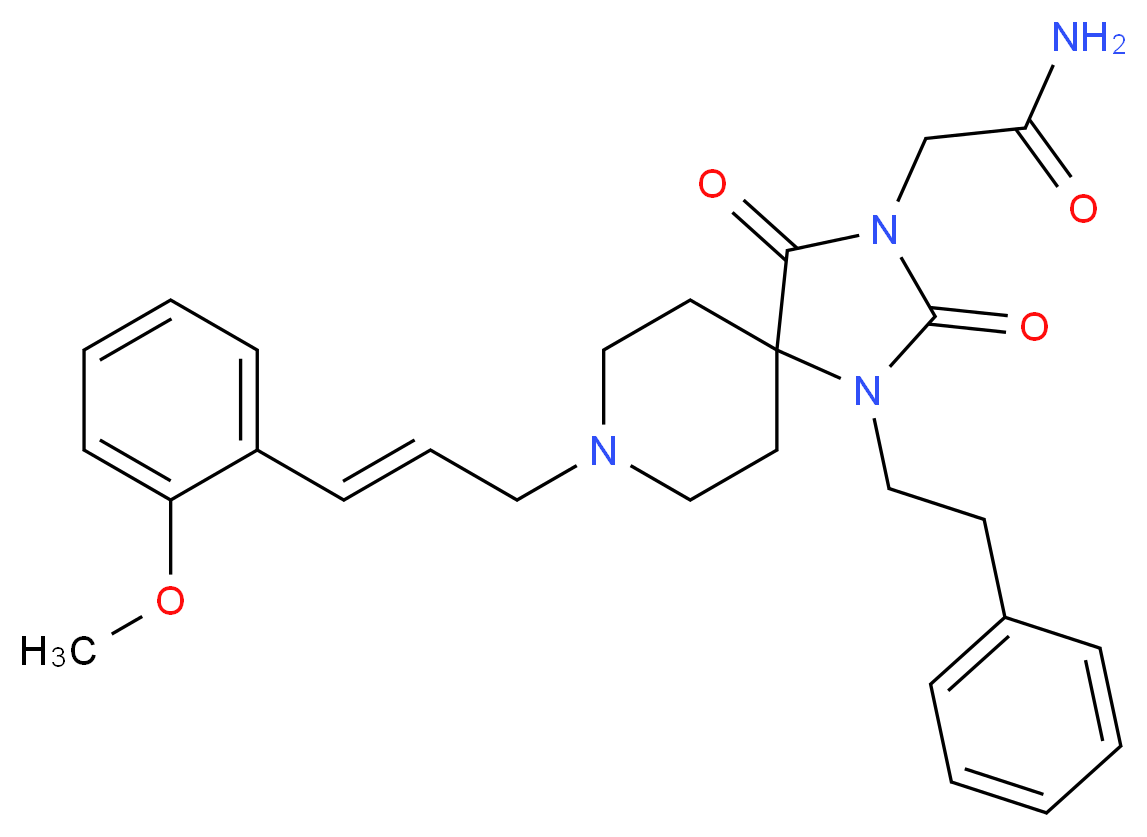 2-[8-[(2E)-3-(2-methoxyphenyl)-2-propen-1-yl]-2,4-dioxo-1-(2-phenylethyl)-1,3,8-triazaspiro[4.5]dec-3-yl]acetamide_Molecular_structure_CAS_)