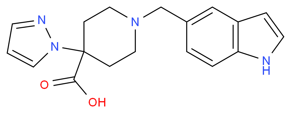 1-(1H-indol-5-ylmethyl)-4-(1H-pyrazol-1-yl)piperidine-4-carboxylic acid_Molecular_structure_CAS_)