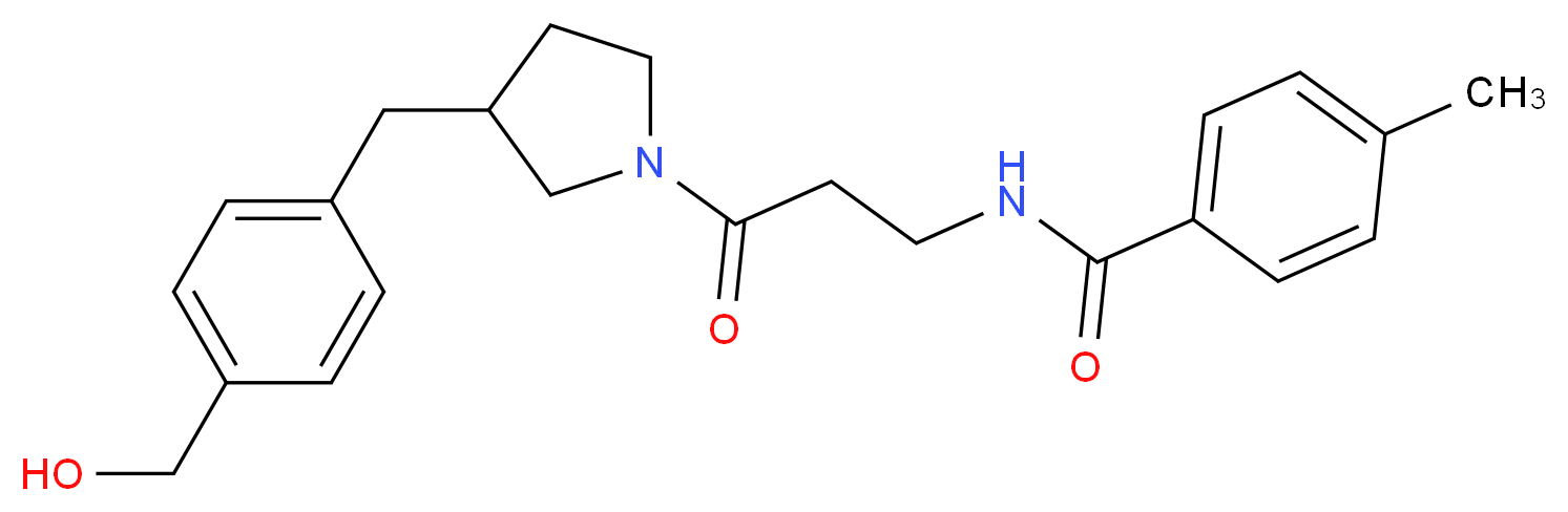 N-(3-{3-[4-(hydroxymethyl)benzyl]pyrrolidin-1-yl}-3-oxopropyl)-4-methylbenzamide (non-preferred name)_Molecular_structure_CAS_)