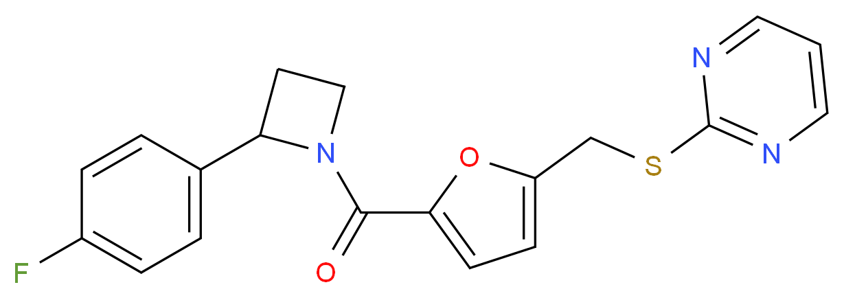 2-{[(5-{[2-(4-fluorophenyl)azetidin-1-yl]carbonyl}-2-furyl)methyl]thio}pyrimidine_Molecular_structure_CAS_)