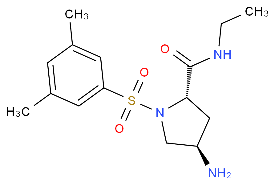 (2S,4R)-4-amino-1-[(3,5-dimethylphenyl)sulfonyl]-N-ethylpyrrolidine-2-carboxamide_Molecular_structure_CAS_)