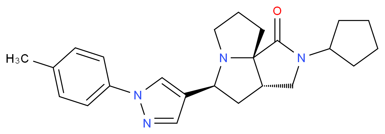 (3aS*,5S*,9aS*)-2-cyclopentyl-5-[1-(4-methylphenyl)-1H-pyrazol-4-yl]hexahydro-7H-pyrrolo[3,4-g]pyrrolizin-1(2H)-one_Molecular_structure_CAS_)