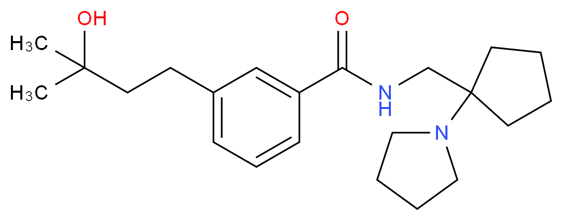 3-(3-hydroxy-3-methylbutyl)-N-{[1-(1-pyrrolidinyl)cyclopentyl]methyl}benzamide_Molecular_structure_CAS_)