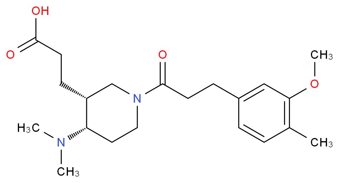 3-{(3R*,4S*)-4-(dimethylamino)-1-[3-(3-methoxy-4-methylphenyl)propanoyl]piperidin-3-yl}propanoic acid_Molecular_structure_CAS_)