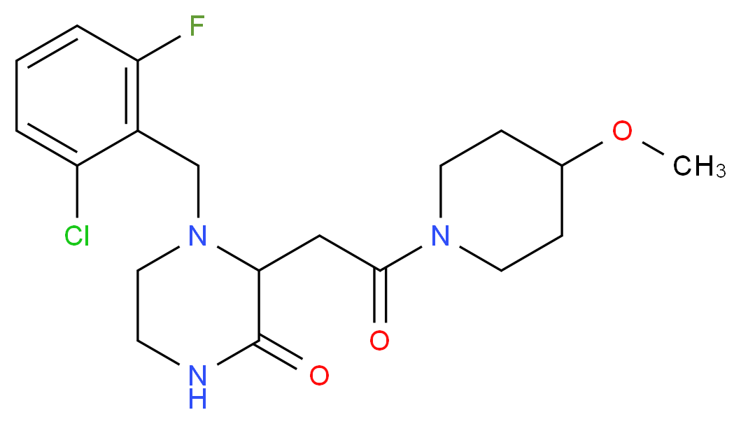 4-(2-chloro-6-fluorobenzyl)-3-[2-(4-methoxy-1-piperidinyl)-2-oxoethyl]-2-piperazinone_Molecular_structure_CAS_)