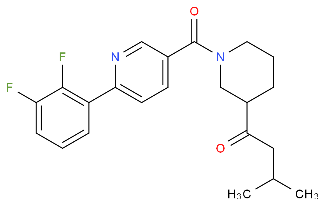 1-(1-{[6-(2,3-difluorophenyl)pyridin-3-yl]carbonyl}piperidin-3-yl)-3-methylbutan-1-one_Molecular_structure_CAS_)