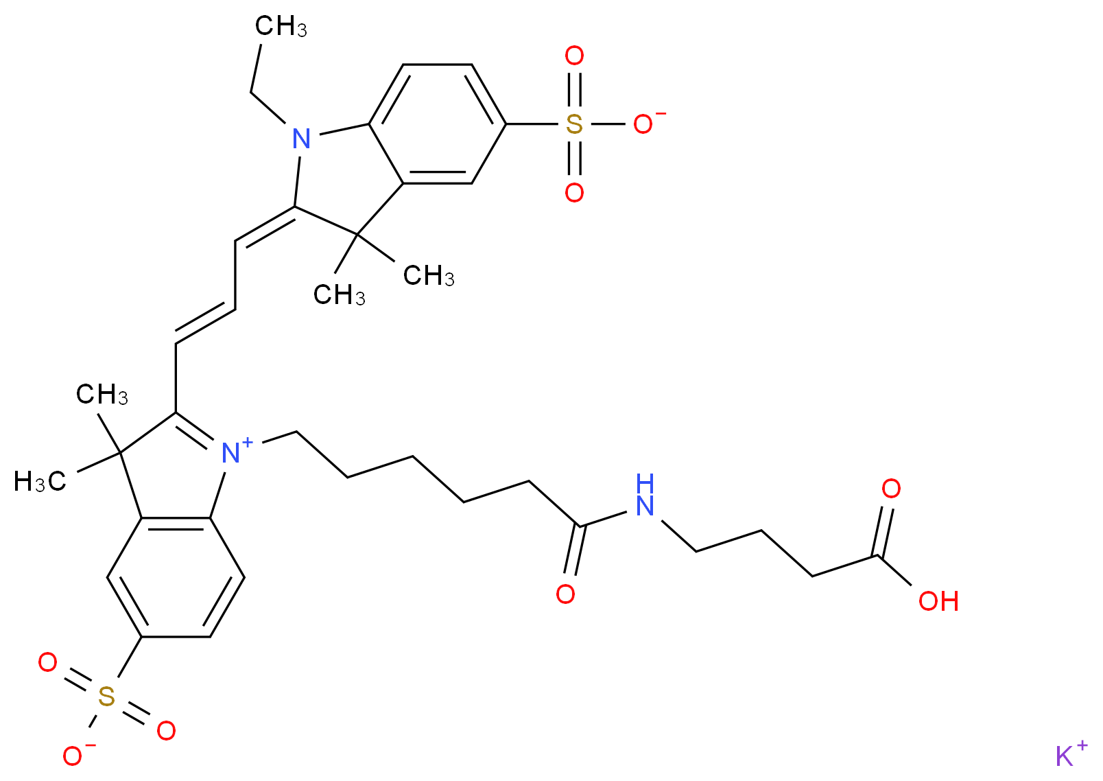 Cyanine 3 Monofunctional Hexanoic Acid Dye GABA Amide Potassium Salt_Molecular_structure_CAS_)