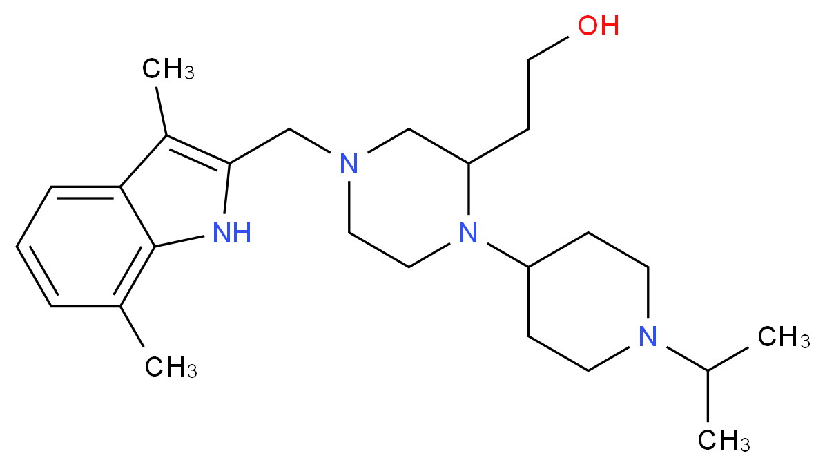 2-[4-[(3,7-dimethyl-1H-indol-2-yl)methyl]-1-(1-isopropyl-4-piperidinyl)-2-piperazinyl]ethanol_Molecular_structure_CAS_)