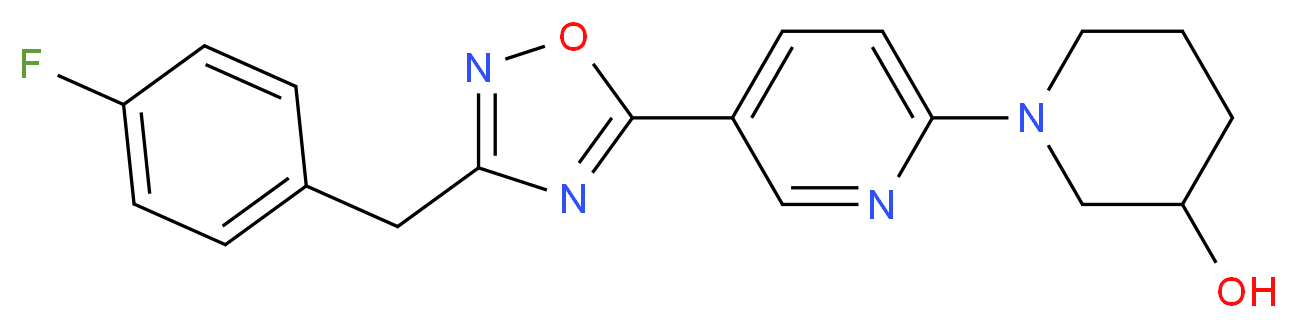1-{5-[3-(4-fluorobenzyl)-1,2,4-oxadiazol-5-yl]-2-pyridinyl}-3-piperidinol_Molecular_structure_CAS_)