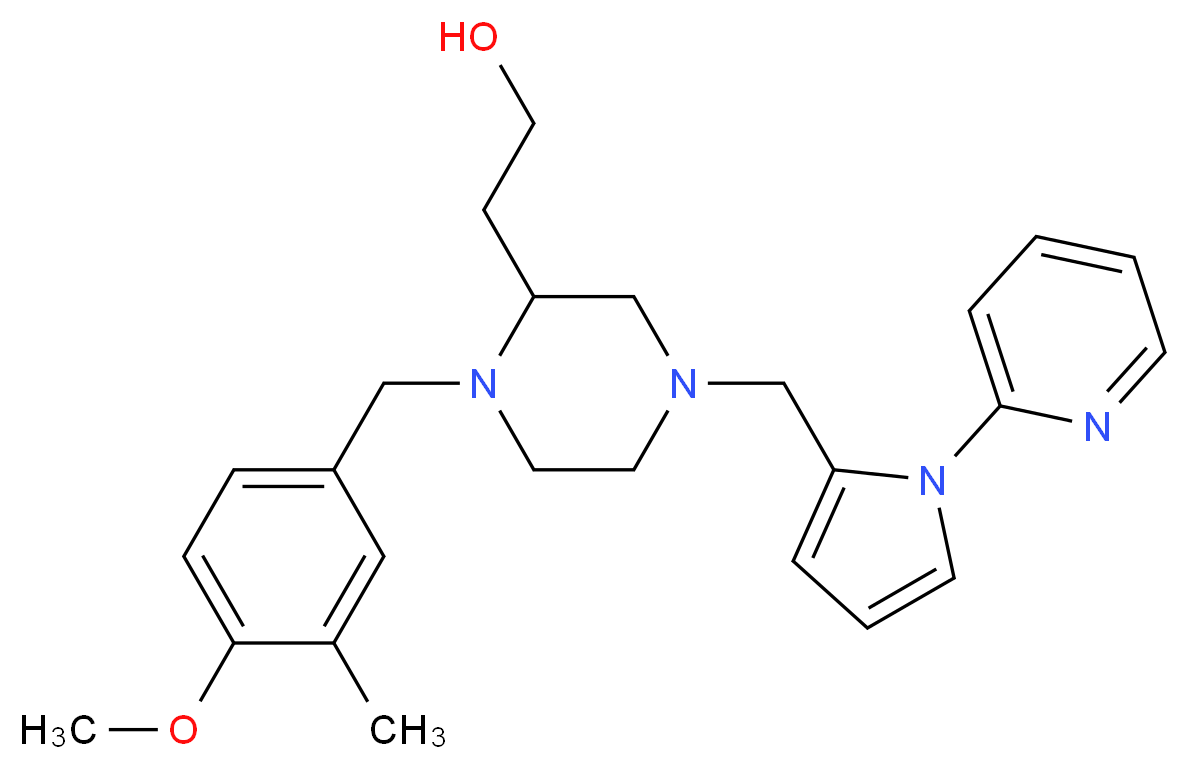 2-(1-(4-methoxy-3-methylbenzyl)-4-{[1-(2-pyridinyl)-1H-pyrrol-2-yl]methyl}-2-piperazinyl)ethanol_Molecular_structure_CAS_)