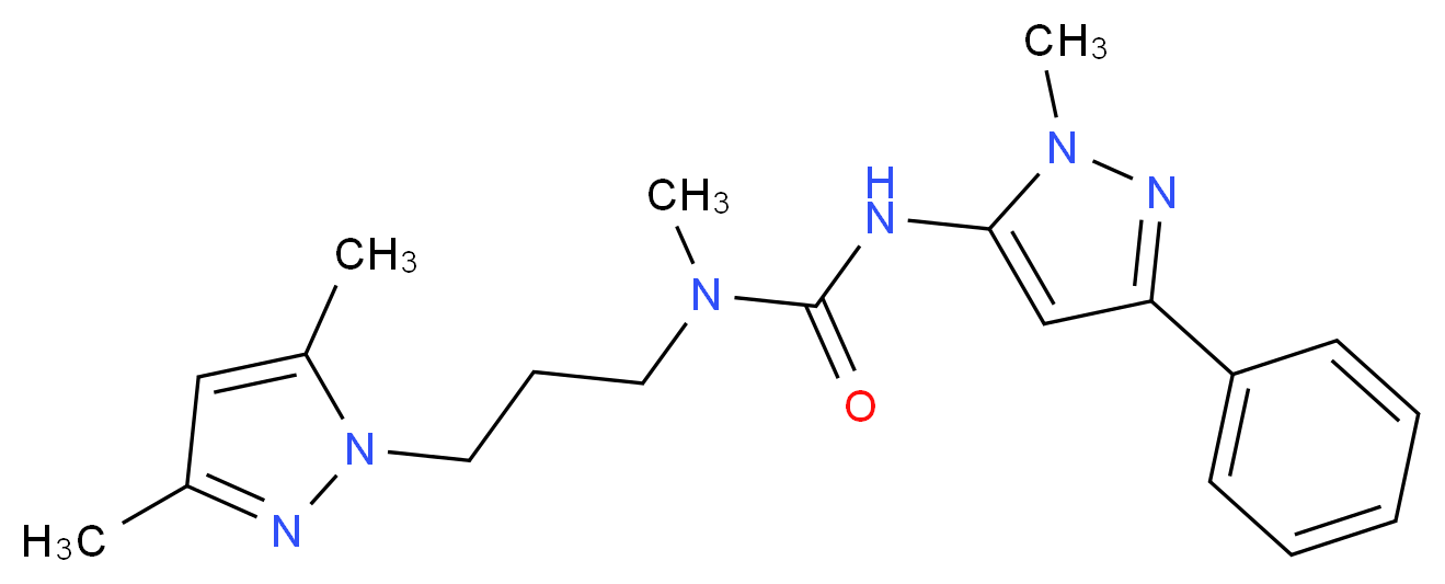 N-[3-(3,5-dimethyl-1H-pyrazol-1-yl)propyl]-N-methyl-N'-(1-methyl-3-phenyl-1H-pyrazol-5-yl)urea_Molecular_structure_CAS_)