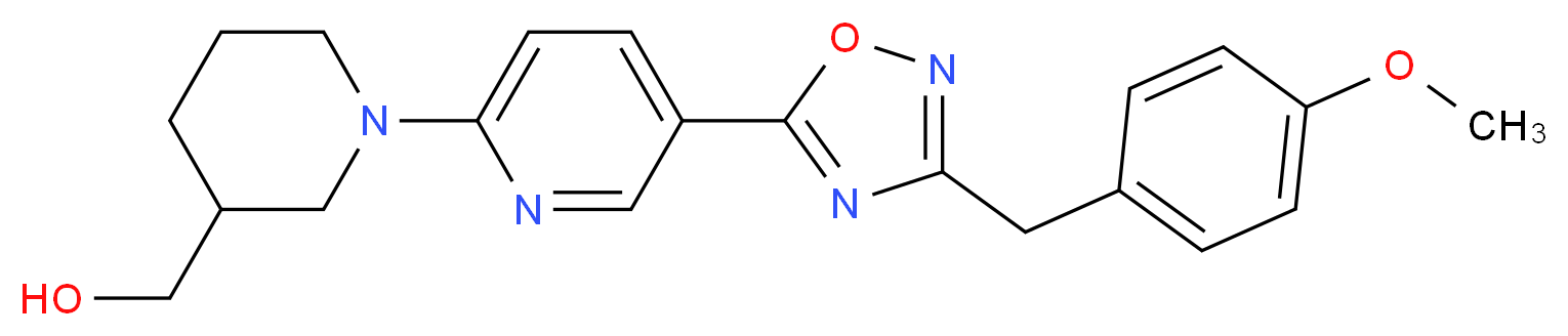 (1-{5-[3-(4-methoxybenzyl)-1,2,4-oxadiazol-5-yl]-2-pyridinyl}-3-piperidinyl)methanol_Molecular_structure_CAS_)