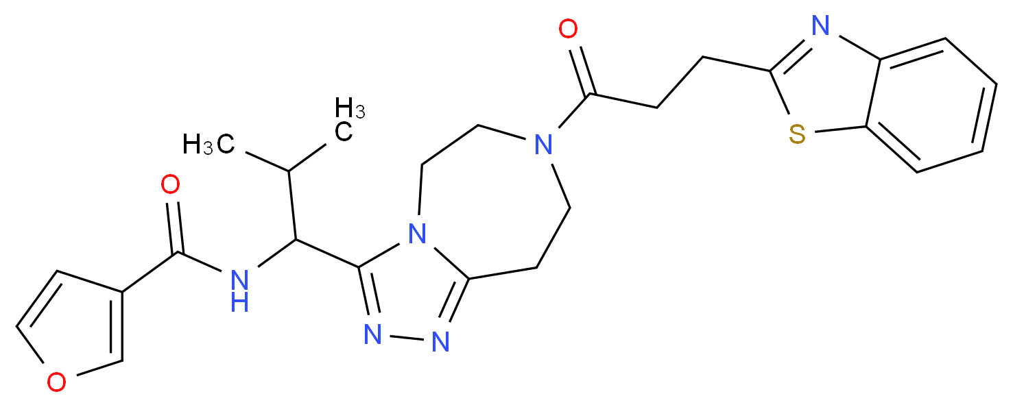 N-(1-{7-[3-(1,3-benzothiazol-2-yl)propanoyl]-6,7,8,9-tetrahydro-5H-[1,2,4]triazolo[4,3-d][1,4]diazepin-3-yl}-2-methylpropyl)-3-furamide_Molecular_structure_CAS_)