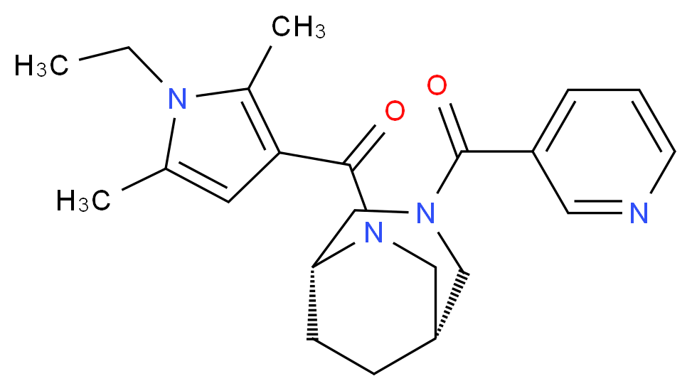 (1S*,5R*)-6-[(1-ethyl-2,5-dimethyl-1H-pyrrol-3-yl)carbonyl]-3-(pyridin-3-ylcarbonyl)-3,6-diazabicyclo[3.2.2]nonane_Molecular_structure_CAS_)