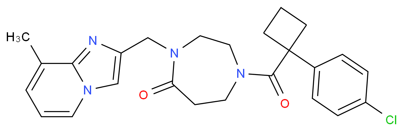 1-{[1-(4-chlorophenyl)cyclobutyl]carbonyl}-4-[(8-methylimidazo[1,2-a]pyridin-2-yl)methyl]-1,4-diazepan-5-one_Molecular_structure_CAS_)