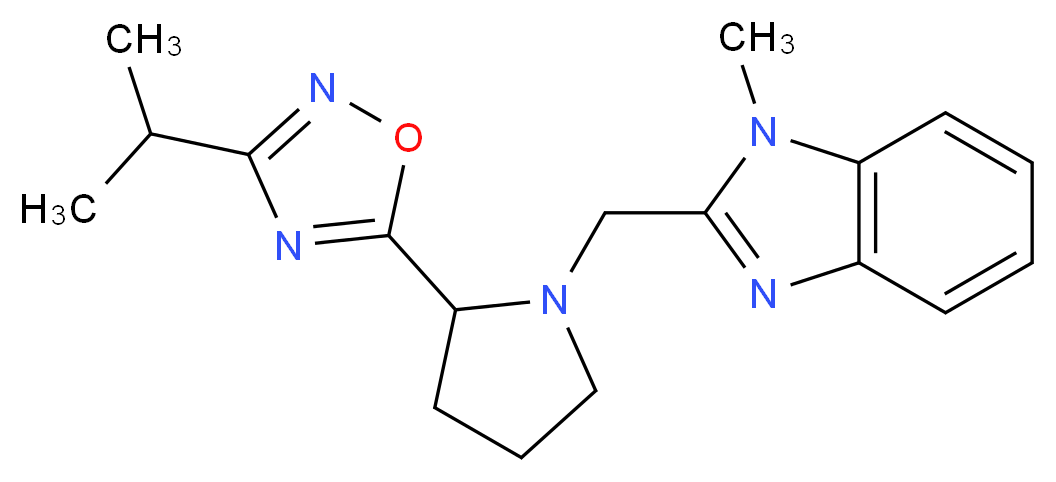 2-{[2-(3-isopropyl-1,2,4-oxadiazol-5-yl)-1-pyrrolidinyl]methyl}-1-methyl-1H-benzimidazole_Molecular_structure_CAS_)