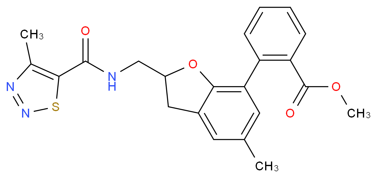 methyl 2-[5-methyl-2-({[(4-methyl-1,2,3-thiadiazol-5-yl)carbonyl]amino}methyl)-2,3-dihydro-1-benzofuran-7-yl]benzoate_Molecular_structure_CAS_)
