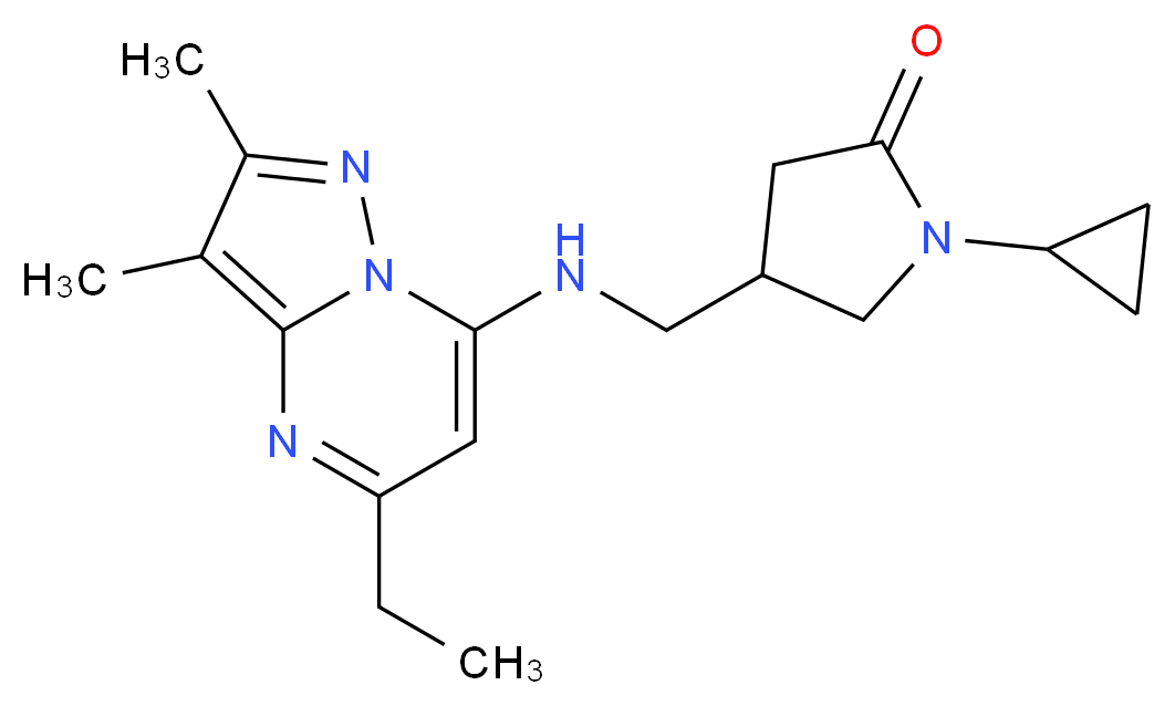 1-cyclopropyl-4-{[(5-ethyl-2,3-dimethylpyrazolo[1,5-a]pyrimidin-7-yl)amino]methyl}pyrrolidin-2-one_Molecular_structure_CAS_)